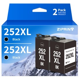 ZIPRINT Remanufactured Ink Cartridge Replacement for Epson 252XL 252 Ink for Epson Workforce WF-7720 WF-7710 WF-3640 WF-3630 WF-3620 WF-7620 WF-7610 WF-7110 Printer (252XL Black, 2-Pack)