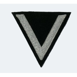 German WW2 Luftwaffe Gefreiter sleeve chevron. Aluminum tress on black wool