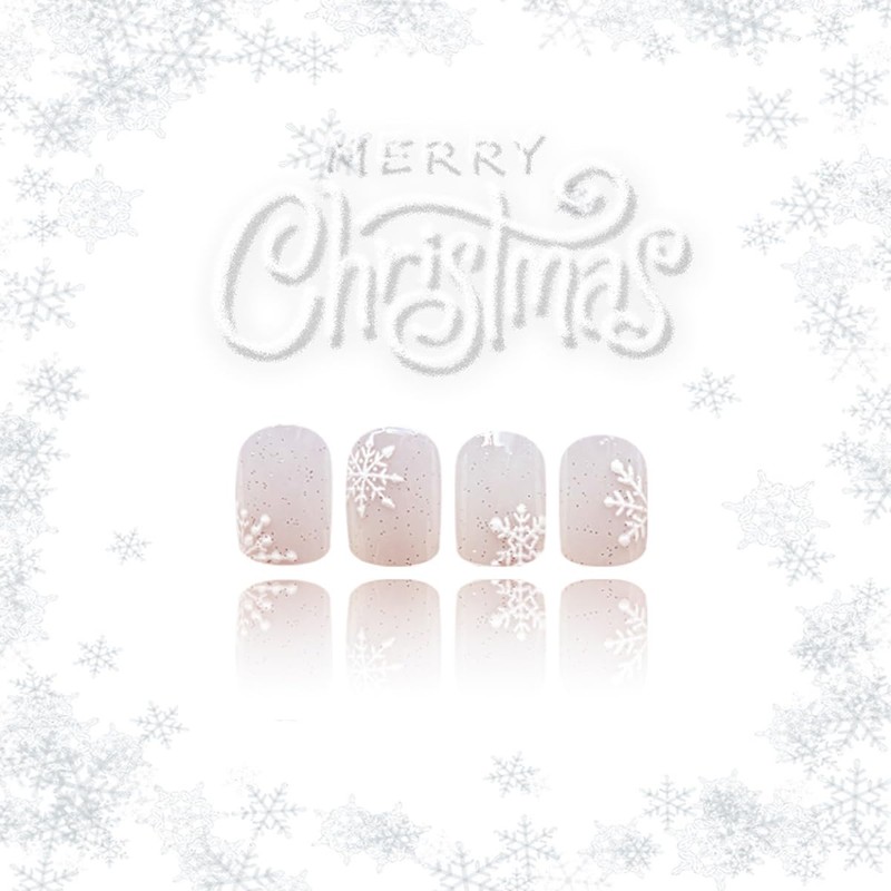 24Pcs Christmas Press on Nails Short Square WLGDLH Fake Nails