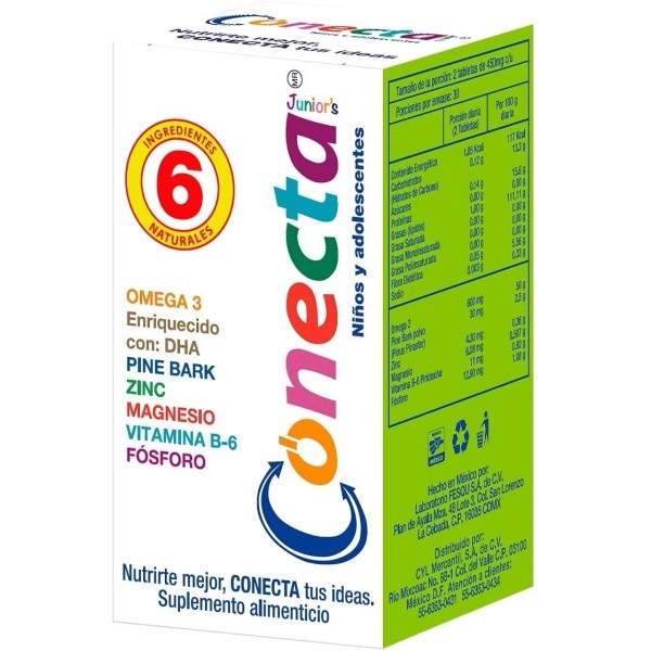 Vitaminas Niños Conecta Junior´s, Mejor Concentración 60 Tab Sabor Sin