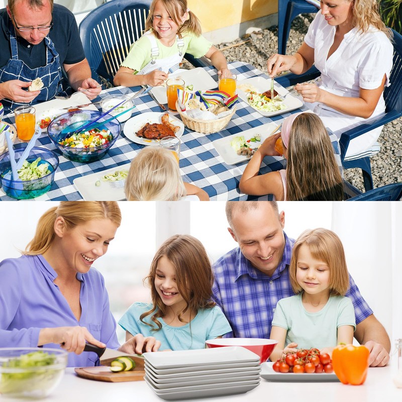 Irenare 24 Pcs 8 Inch Rectangular Salad Plates White Rectangular