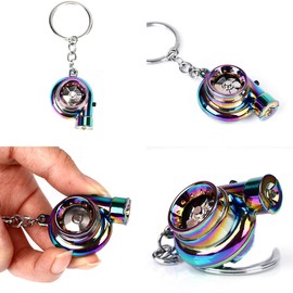 WONOLO Neo Turbo Keychain Mini Keyring Rainbow LED BOV Sound Turbocharger Car Drift