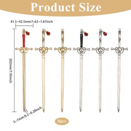 CHGCRAFT 6Pcs 6 Styles Sword Hair Stick Chinese Ancient Style Pins Retro Sword Sticks for Hair Accessories Gold and Platinum