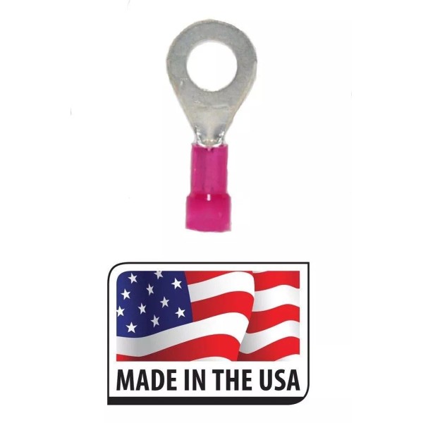 Made in USA (50 ) 22-18 NYLON RING TERMINALS 1/4"