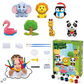 Figuras de Yeso para Pintar, Contiene 6 Tipos de Pigmentos para Manualidades de Cerámica con Pintura 3D Niños, Adecuados para La Decoración de Refrigeradores y Regalos de Fiestas de Cumpleaños