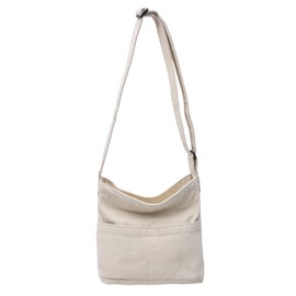 Boziee Canvas Shoulder Bag, Small Shoulder Bag for Men and Women, Leisure Crossbody Bag for Everyday Use and Travel, White