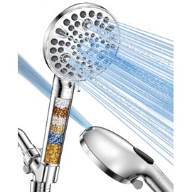 MakeFit Handheld Shower Head with Filter - High Pressure Shower Head with 10 Spray Modes, Hard Water Softener Showerhead with Hose, Bracket and Shower Filters to Remove Chlorine and Heavy Metals