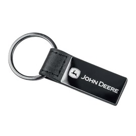 JOHN DEERE Leather Keyring Logo Key Ring, black