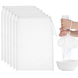 Sibba Fine Mesh Strainer Colanders 6 PCS Yogurt Seive Small Kitchen Juicing Coffee Utensils with Drawstring Cafe Honey Grains Rice Drink Liquids Food Straining Cloth Sifter Hand Filter Bags