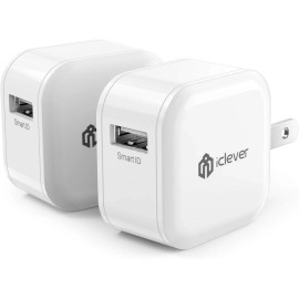 iClever Boostcube 12W 2.4A USB Wall Charger 2-Pack Mini Travel AC Adapter for X