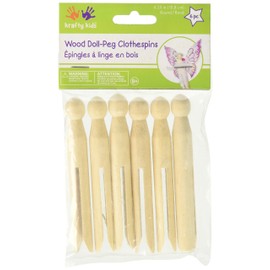 Multicraft Imports Wood Doll-Peg Clothespins Round-Natural 4.25" 6/Pkg (27126926)