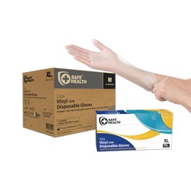 Safe Health Disposable Vinyl Gloves XL Multi-Purpose Plastic Gloves Food Safe, Latex Free Powder Free Non-Sterile 3 mil for Cleaning, Washing up, Salon, Service, Household, Extra Large (Case of 900)