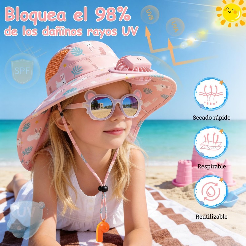 Gorro para Playa Ninas,Sombrero de Sol para niños y niñas，Gorra