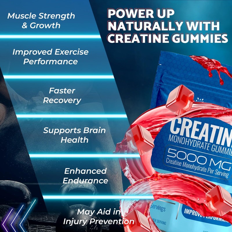 WELLNESS LABSRX Creatine Gummies 5000mg, 30 Servings Creatine Monohydrate Gummies,