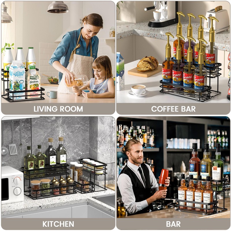 Homedawn Coffee Syrup Rack Organizer, Syrup Bottle Holder Stand for