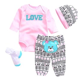 Reborn Dolls Baby Clothes Pink Outfits for 20"- 22" Reborn Doll Girl Baby Clothing Baby Sets