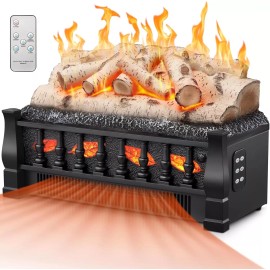 Unbranded Electric Fireplace Insert Log Heater 21",Adjustable 5 Flame Brightness,5 Speed
