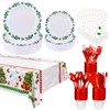 Gather 176Pcs Christmas Plastic Plates - Green Christmas Plates Disposable