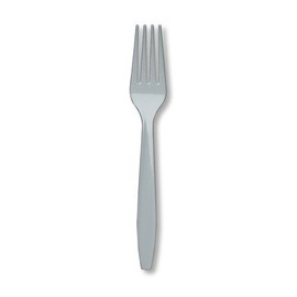 Club Pack of 288 Shimmering Silver Premium Plastic Party Forks
