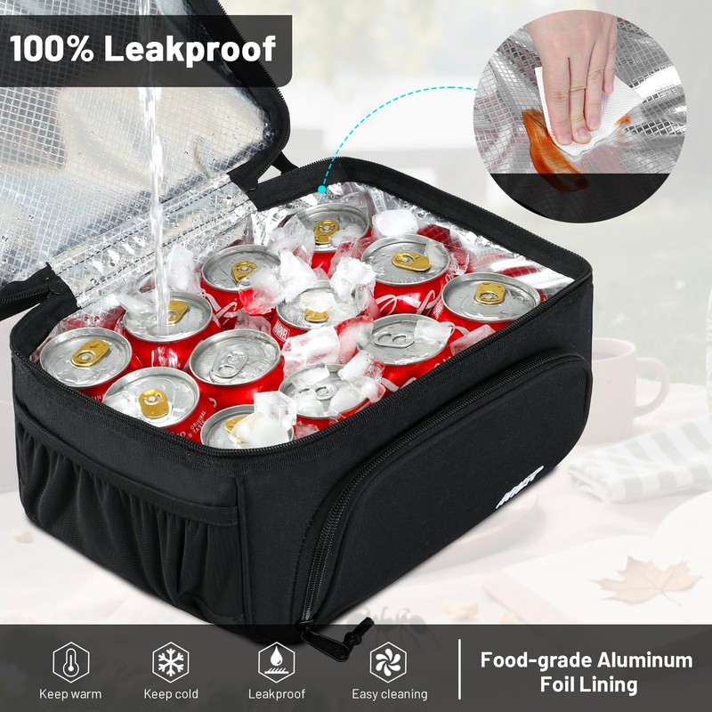 MIER Dual Compartment Lunch Bag Tote with Shoulder Strap for