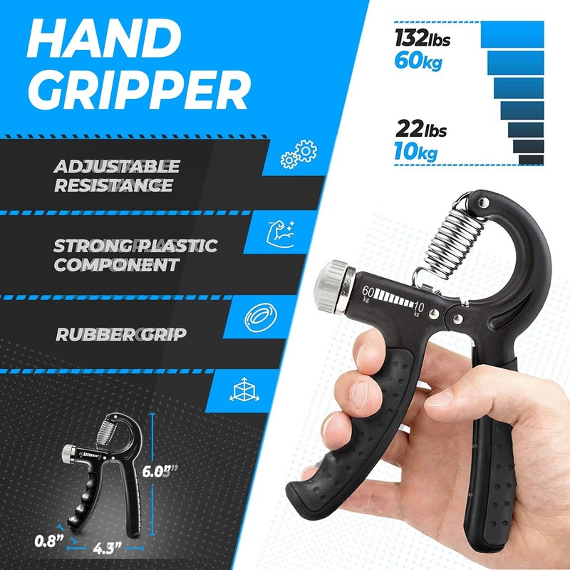 roygra Hand Grip Strengthener, Adjustable Grip Strength Trainer with 4