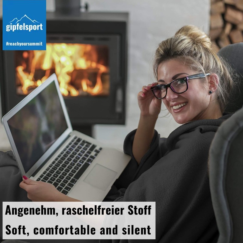 gipfelsport Microfibre Fleece Blanket with Sleeping Bag Function, Size 185