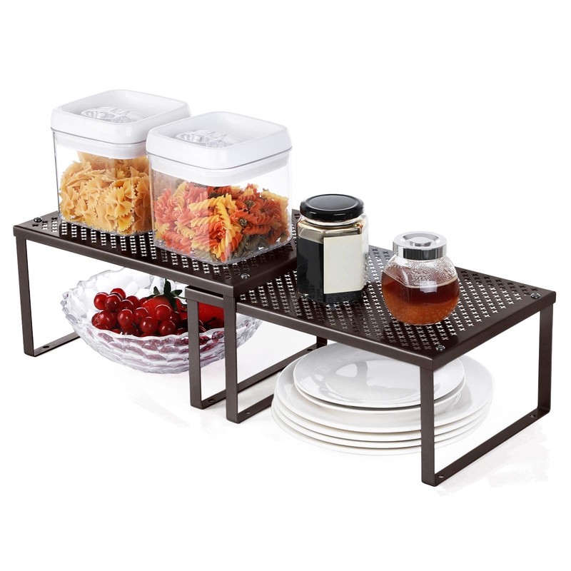SONGMICS Cabinet Shelf Organizer, Stackable, Expandable, Set of 4 Metal