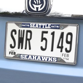 FanMats 17213: Seattle Seahawks Chrome Metal License Plate Frame, 6.25In X 12.25In