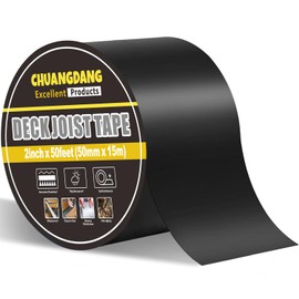CHUANGDANG Black Joist Tape for Decking,0.7mmx4inx50ft,1-Pack,Anti-Corrosion,Weather-Resistant Butyl,Flashing Tape for Deck,Joist,Roofs Beams,RV, Doors,and Fences,Waterproof Butyl sealant Joist Tapes