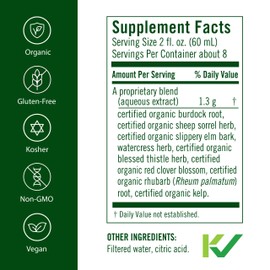 Flora Flor Essence Liquid Tea Blend 32oz LARGE - Gentle Detox Cleanse with Burdock Root, Slippery Elm, Kelp, Thistle - Premium Organic Ingredients