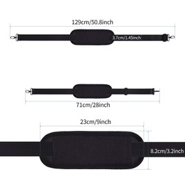 Universal Shoulder Strap Replacement Luggage Duffle Bag Strap Detachable Soft padded Adjustable Belt with Metal Swivel Hooks Compatible Duffel Briefcase Computer Bags Laptop Case Messenger Bag, Black