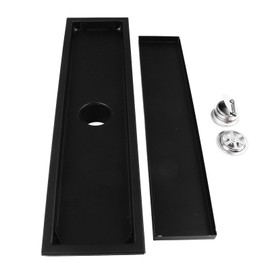 Shower Floor Drain 40cm Long Rectangular Prevent Backflow Odor Fast Drainage Stainless Steel Floor Drain