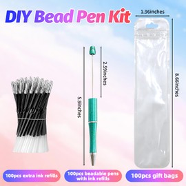 DASTTUIS 300 Pieces DIY Beadable Pen Kit – 100 Plastic Ballpoint Pens with Refills & Bags – School Supplies, Office Accessories & Decorative Items for Students & Teachers (Gradient)