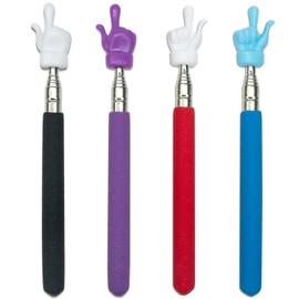4 Pack Telescoping Pointer Whiteboard Teachers Pointer, Pointer for Classroom, Retractable Hand Pointers Finger Pointers, Classroom Supplies(Black Red Blue Purple) (4 Pcs)