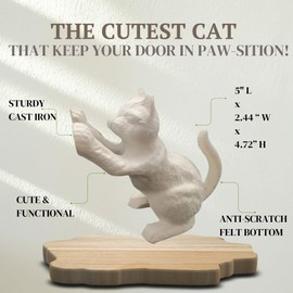 Comfy Hour Antique and Vintage Animal Collection Cast Iron Multifunction Door Stopper - Cat, White