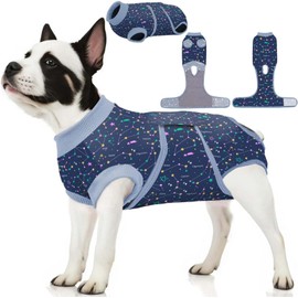 PetWarm PetWarm Female Dog Surgery Recovery Suit for Spay, Recovery Suit for Male Dogs, Bodysuit for Abdominal Affected Areas Sensitive Skin Areas, Onesie for Dogs After Surgery, Galaxy Pattern, Blue, M