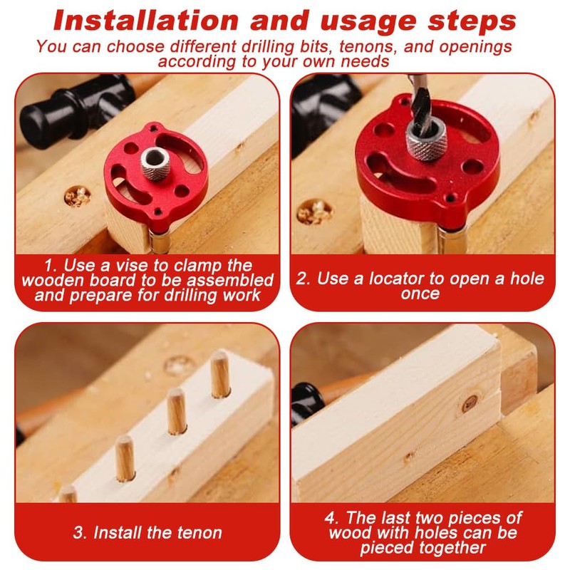 Woodworking Center Finder Kit, Vertical Self Centering Dowel Jig, Drill