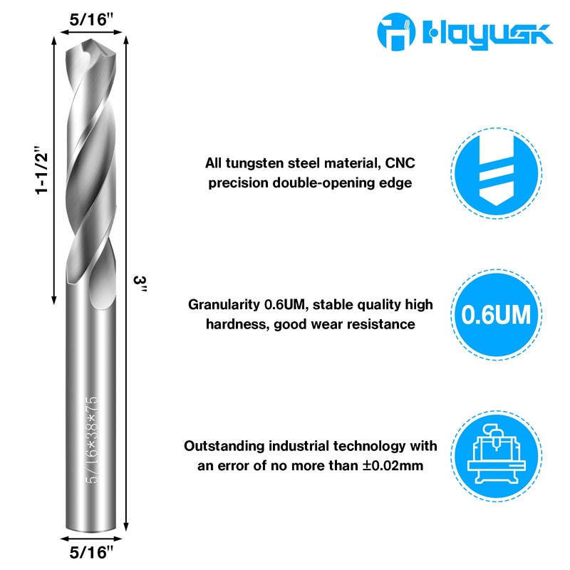 5/16" Drill Bits Solid Carbide Drill Bits, Tungsten Carbide Drill