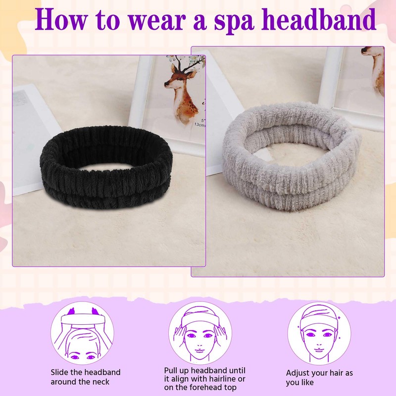 YGQQOY Spa Headband, Makeup Headband for Washing Face,Hair Bands Men,Black