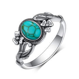 SCZKLAQ Turquoise Rings for Women 925 Sterling Silver Turquoise Ring Vintage Bohemian Western Turquoise Jewelry for Women (Turquoise Ring 7)
