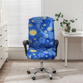 BSYMDH Printed Computer Chair Slipcover Stretch Office Chair Covers Durable Zipper Stretch Computer Desk Chair Cover Gaming Chair Covers Universal Desk Rotating Chair Slipcovers,05