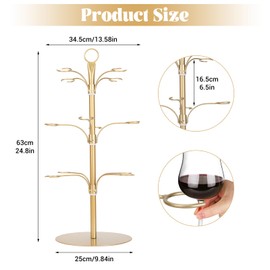 YCWF Cocktail Tree Stand for Party,Champagne Tower, 3 Tier - 12 Holders Drink Tower,Wine Glasses Holder for Champagne, Cocktails, Martini, Margarita Cups