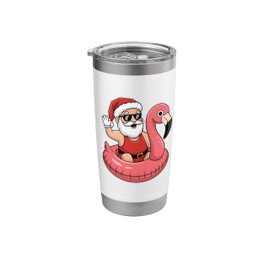 Santa Claus Flamingo Floatie Funny Christmas Xmas Stainless Steel Insulated Tumbler