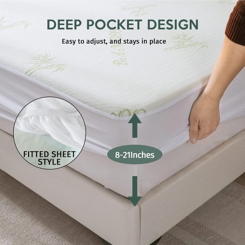 MUXHOMO Premium 100% Waterproof Full Size Mattress Protector, Breathable Mattress