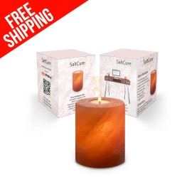 Pink Salt Wall Salt Lamp Himalayan Pink & Candle Holder - Home Decor Large + Small Night Light - Cylender Candle Holder