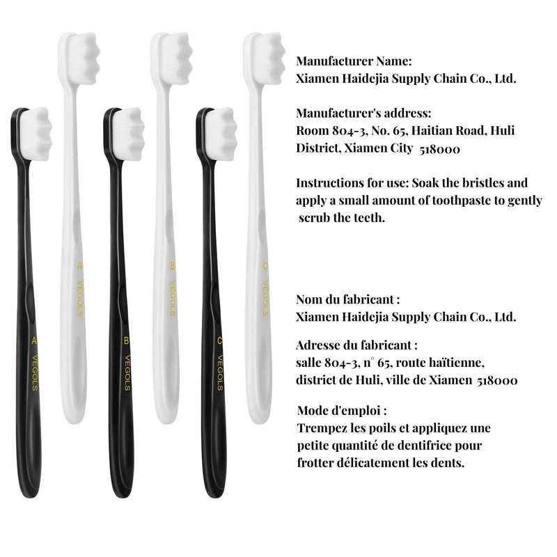 VEGOLS Adult Extra Soft Toothbrush with 20000 Soft Bristles, (Pack