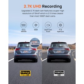 70mai 2.7K Dash Cam Front A500S, 1944P Dash Camera for Cars with Sony IMX335, Dashcam Built-in WiFi GPS, Optional Rear Dashcam, ADAS, 2'' IPS LCD Screen, 24H Parking Mode, WDR, Super Night Vision