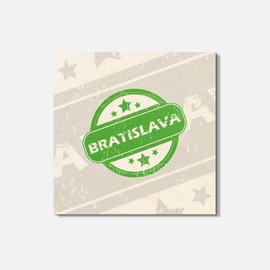 Unbranded Bratislava Grunge Travel 4'' X 4'' Square Wooden Coaster