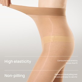 MANZI Women's Tights 10 Denier Ultra Thin Oily Shiny with High Gloss Sexy Silky Smooth Transparent & Tear-Resistant 1 Pair, brown, S-M