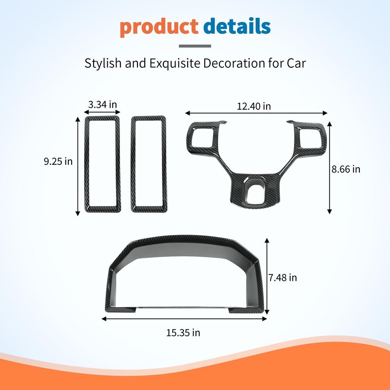 JeCar 4pcs Carbon Fiber Interior Trim Kit for 2010-2017 Dodge